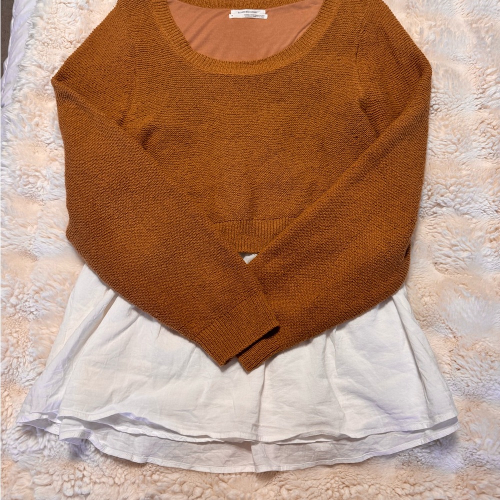 Anthropologie Twofer Medium Brown Knit Sweater/Shirt